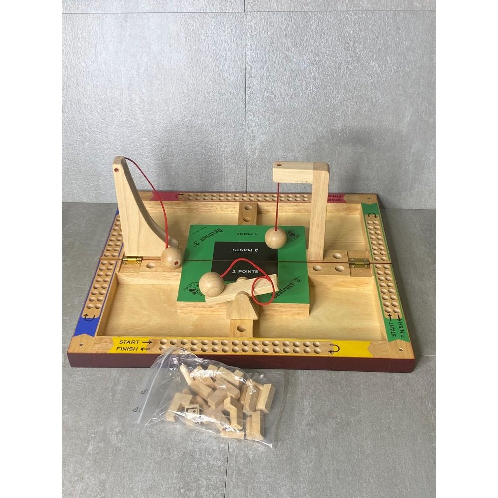 Uncle Skunkle Destruct 3 Wooden Demolition Game Wood Folding Case Complete
